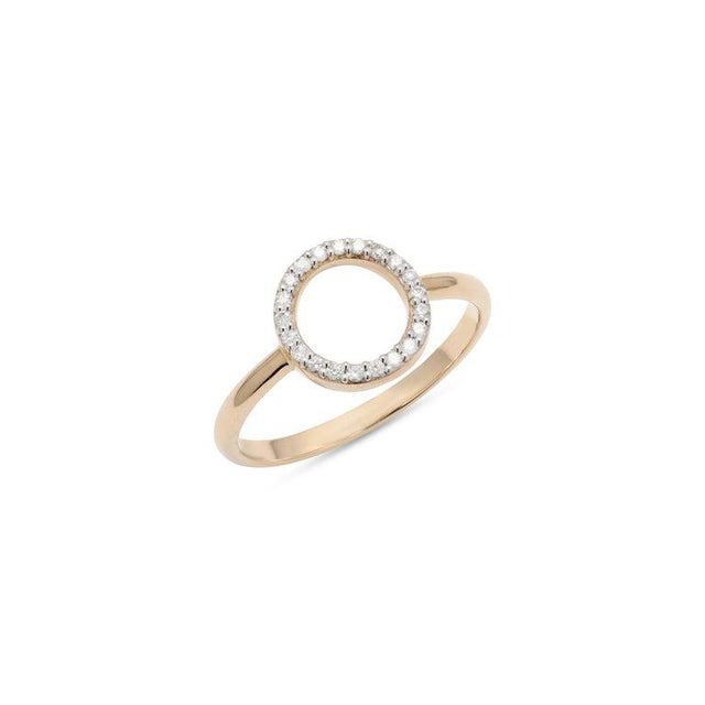 Hollow Circle Diamond Karma Ring in 14K Gold featuring natural diamonds of 0.11 carats. The gorgeous handcrafted ring goes...