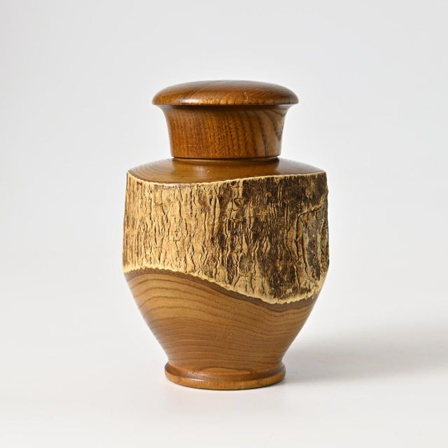 Japanese Wooden Chazutsu Tea Caddy with Natural Bark, 1960s For Sale - Image 4 of 12