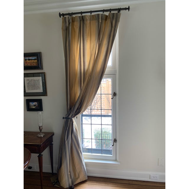 Contemporary Restoration Hardware Silk Taffeta Multi Stripe Drapery a
