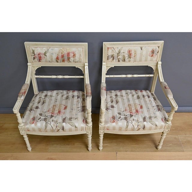 Louis XVI Style Lounge Bench and Armchairs, Late 20th Century, Set of 3 For Sale - Image 17 of 18