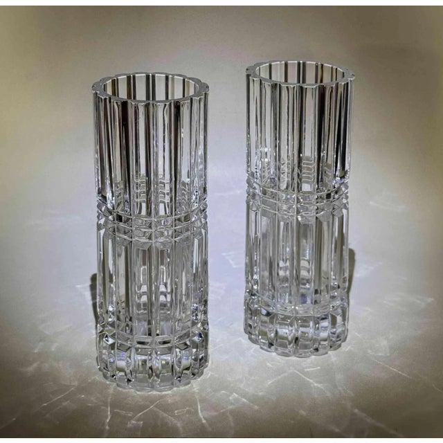 Vintage French Cut Glass Lead Crystal Vases - A Pair For Sale In Providence - Image 6 of 9