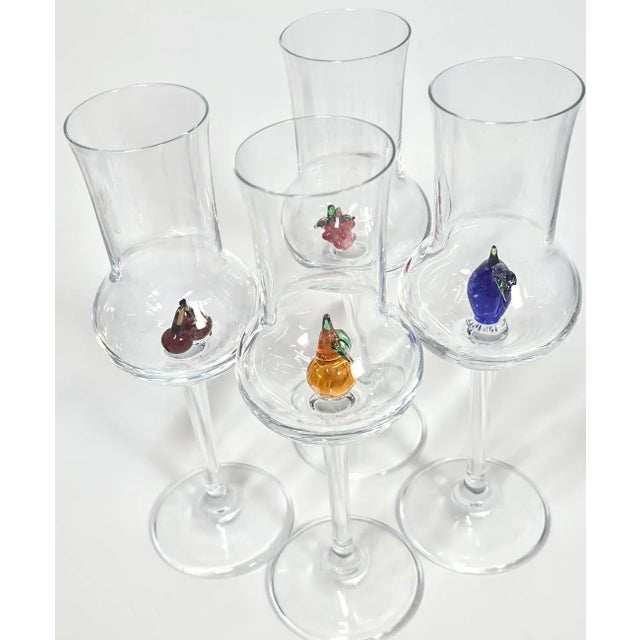 Glass Fruity Hand Blown Cordials- Set of Four For Sale - Image 7 of 11