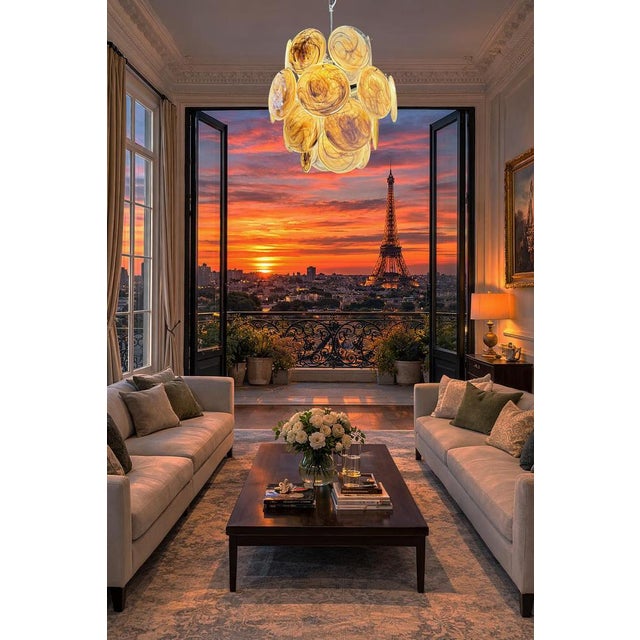 Vintage Italian Murano Glass Chandeliers, 1970s, Set of 2 For Sale - Image 3 of 11