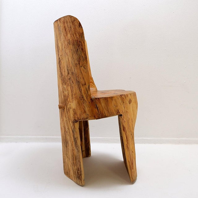 Early 21st Century Brutalist Sculptural Wabi-Sabi Style Chair in Oak, 2010s For Sale - Image 5 of 16