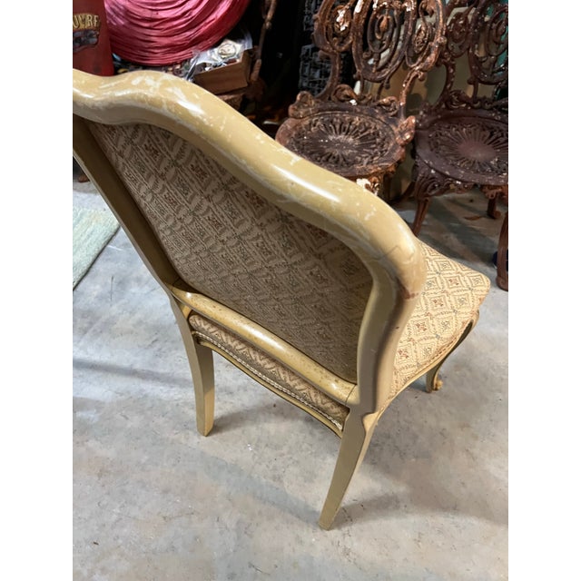 Vintage Mid Century Tan Colored Chair With Floral Cushions For Sale - Image 4 of 5