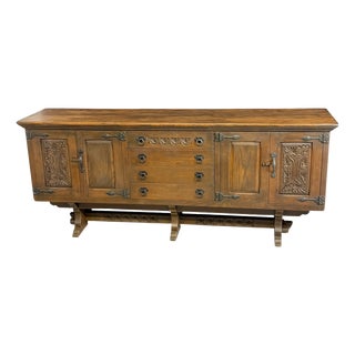 Vintage Rustic Brown Oak Credenza, 1950 For Sale