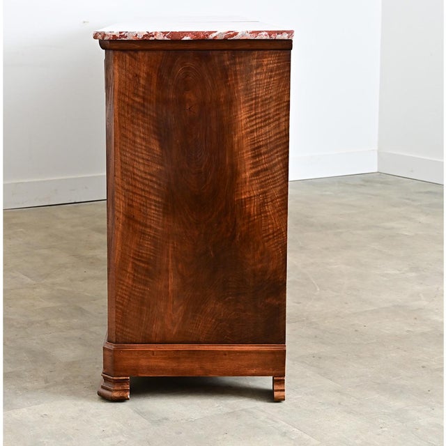 Early 19th Century French 19th Century Louis Philippe Walnut Enfilade with Red Marble Top For Sale - Image 5 of 16