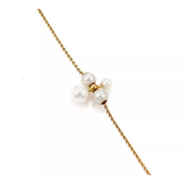 Contemporary Mikimoto Pearls 18k Yellow Gold Pendant Necklace For Sale - Image 3 of 6