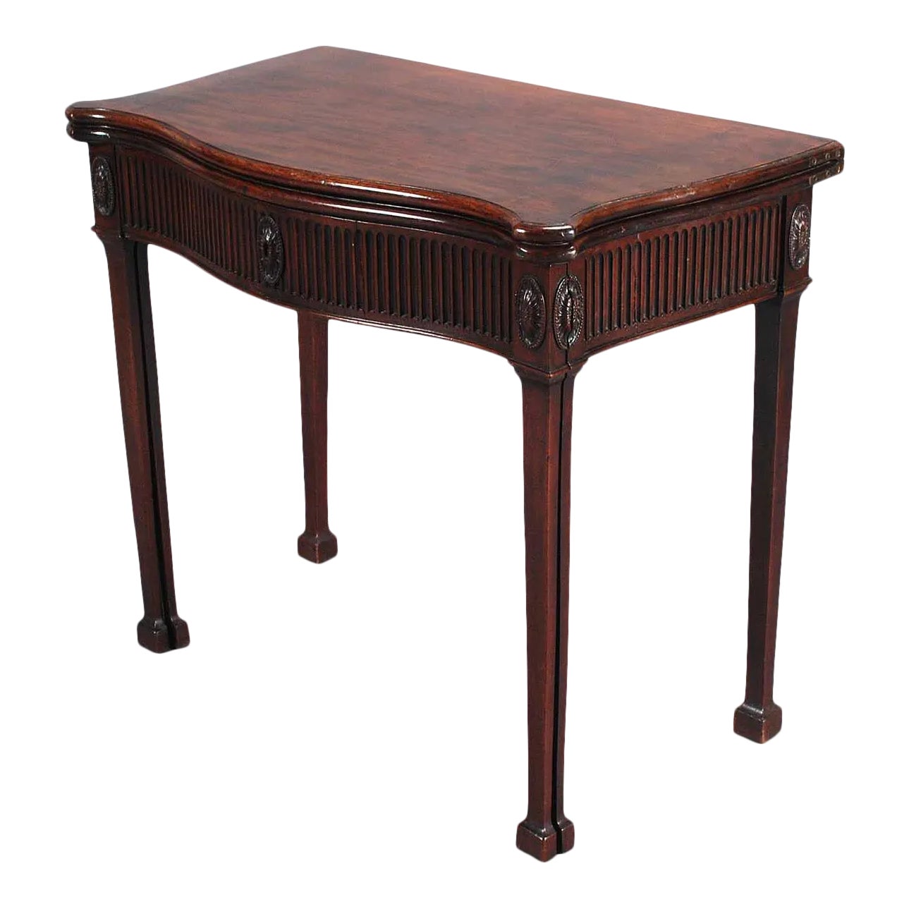 Early 20th Century English Traditonal Serpentine Card Table | Chairish