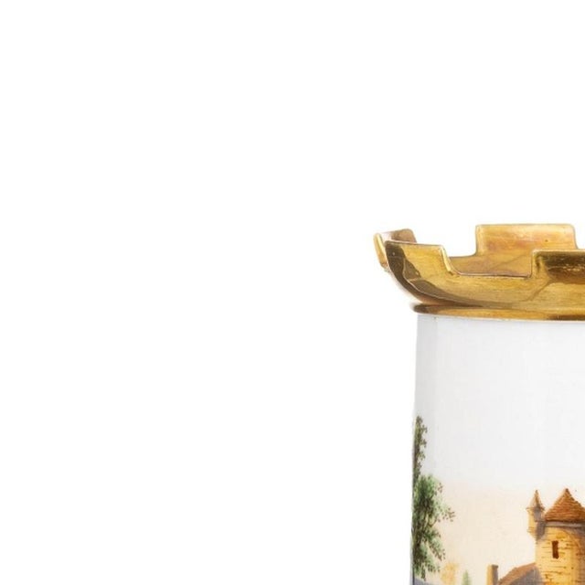 Porcelain - Oil Lamp - 19th Century. European porcelain; 19th century polychrome and gilded decoration depicting a...