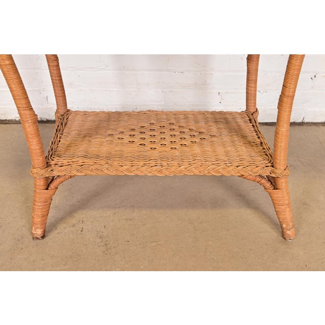 Wood Ralph Lauren Safari Collection Organic Modern Woven Wicker Rattan Nightstand or Side Table For Sale - Image 7 of 12