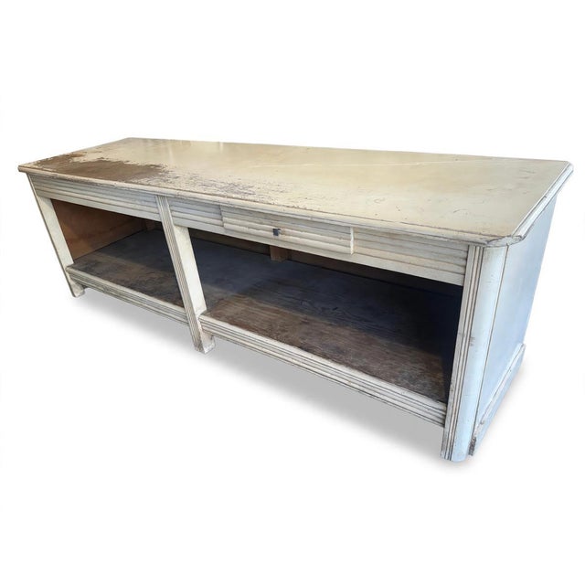 White Vintage Shop Counter in White Wood, 1930s For Sale - Image 8 of 8