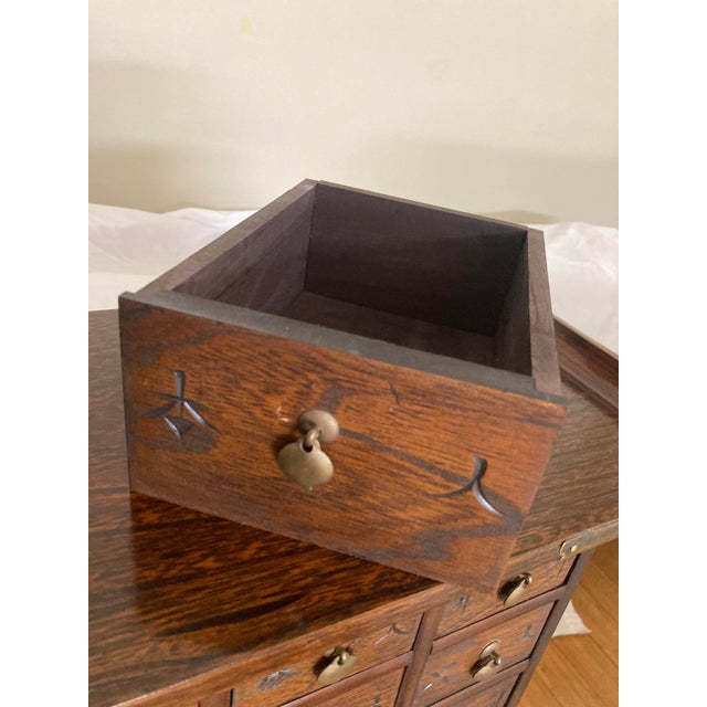 Brown Late 20th Century Korean Solid Wood Engraved 69 Drawer Apothecary For Sale - Image 8 of 18