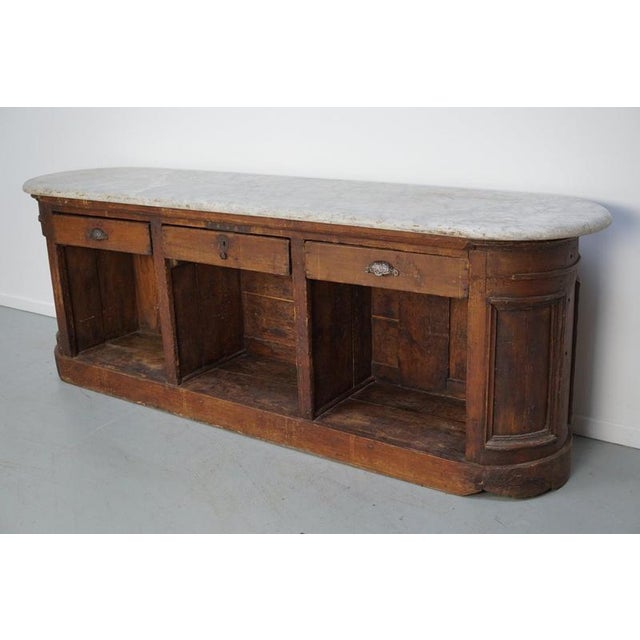 Antique Dutch Pitch Pine & Marble Shop Counter Cabinet / Kitchen Island, 19thc For Sale - Image 16 of 18