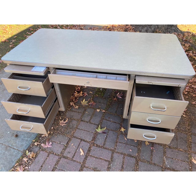 Vintage Steelcase Metal Executive Tanker Desk Chairish