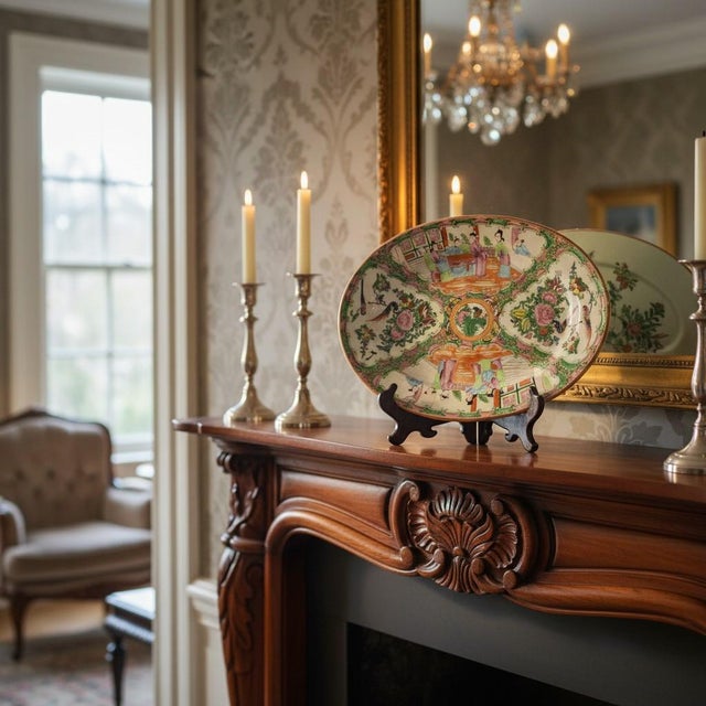 Mid 19th Century Antique Chinese Export Famille Rose Medallion Platter-C 1840-1860-Hand Painted For Sale - Image 5 of 11