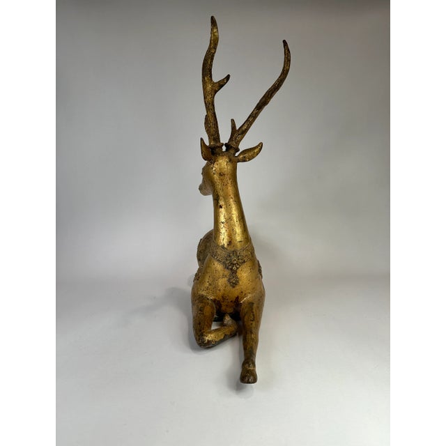 Moroccan Mid 20th Century Gilt Metal Moroccan Deer Statue For Sale - Image 3 of 6