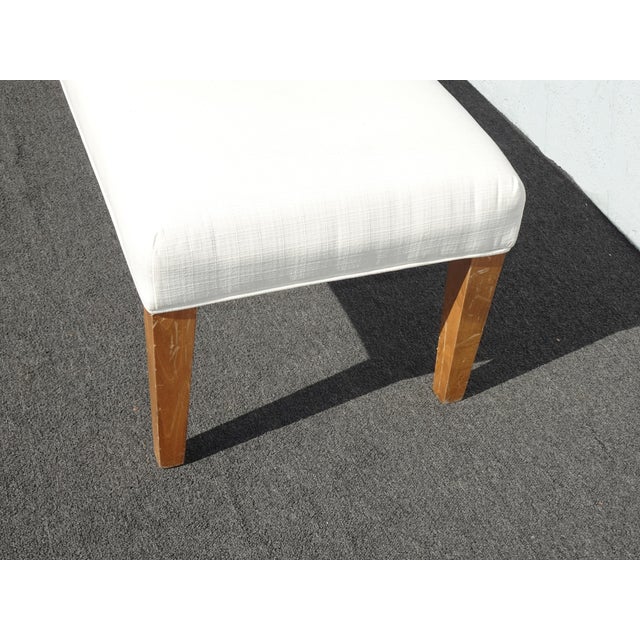 Modern White Bed Side Bench With Brown Legs & Designer Fabric For Sale In Los Angeles - Image 6 of 12