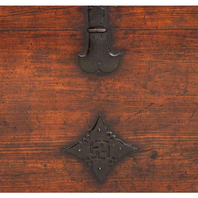 Early 20th Century Korean Iron Mounted Hardwood Chest For Sale - Image 5 of 9