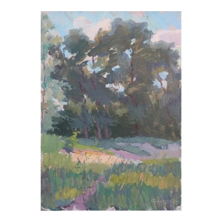Impressionist Forest Oil Painting, Ukrainian Artist Sokolovsky, 1964 47-34 For Sale
