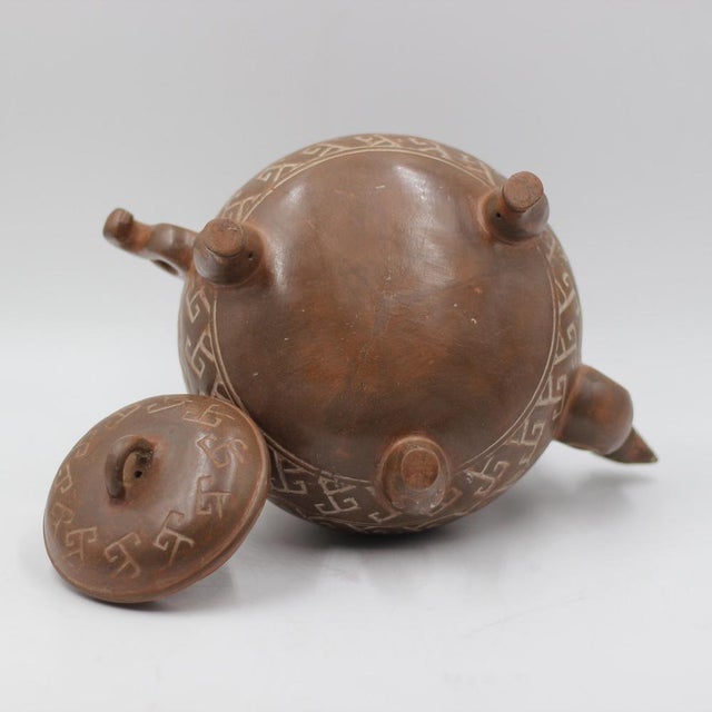 Brown Large Archaic Yixing-Style Teapot with a Phoenix Spout, 20th Century For Sale - Image 8 of 12