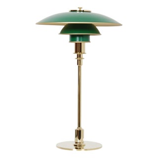 PH 3/2 Table Lamp with Green Shades by Poul Henningsen For Sale
