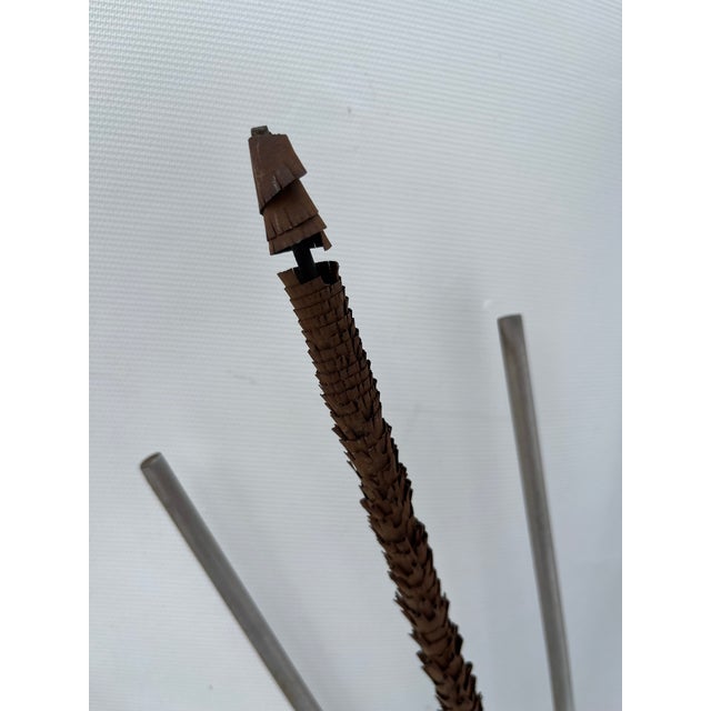 Mid 20th Century 42” Vintage Metal Sunburst Wall Sculpture For Sale - Image 5 of 9