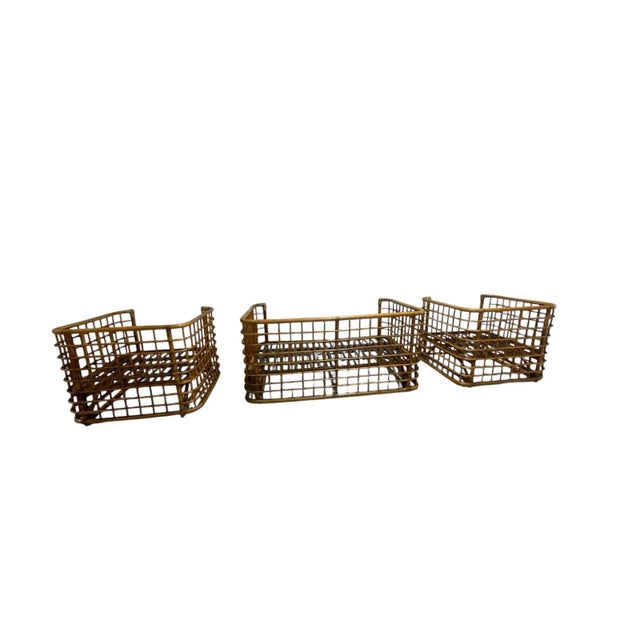 Coastal Bamboo Rattan Lounge Chairs & Loveseat After Henry Olko - Set of 3 For Sale - Image 3 of 7