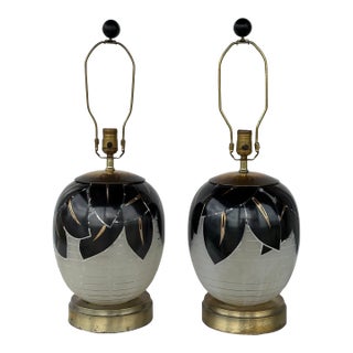 Mid 20th Century Deco Revival Glass Lamps, Pair For Sale