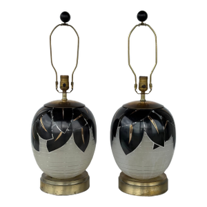 Mid 20th Century Deco Revival Glass Lamps, Pair
