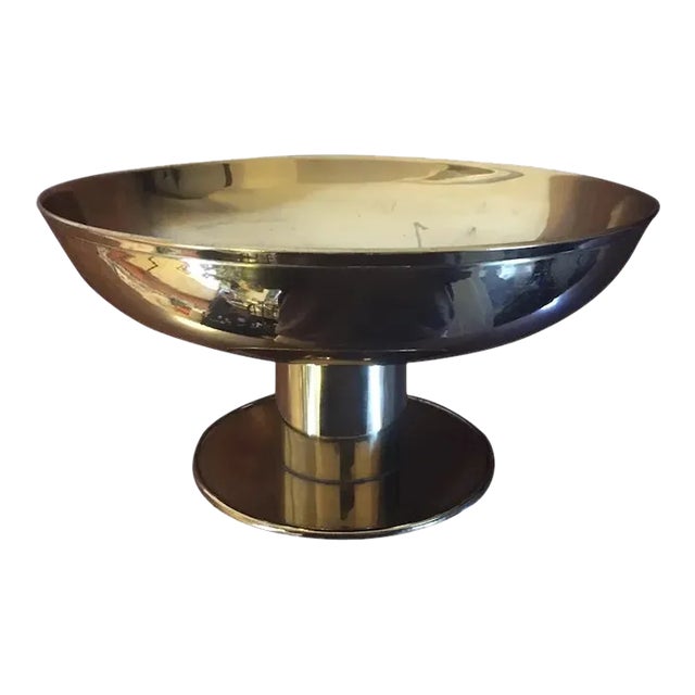 1930's Austrian Brass Centerpiece Tazza Compote Bowl in the Manner of Tommi Parzinger For Sale