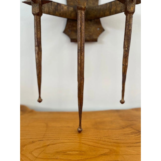 Vintage Brutalist Style Gilt Wall Sconce Candle Holder For Sale In Seattle - Image 6 of 9