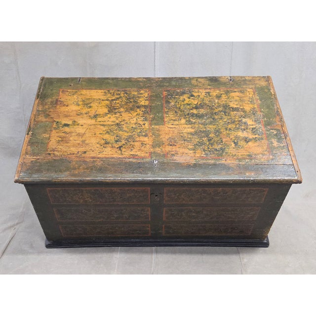 Wood Antique European (German or Czechia) Pine Blanket Chest With Original Paint For Sale - Image 7 of 16