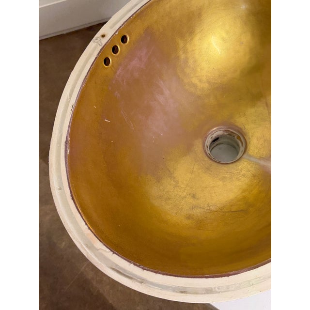 Late 20th Century Vintage Sherle Wagner Italian Porcelain Undermount Sink With Gold Interior For Sale - Image 5 of 17