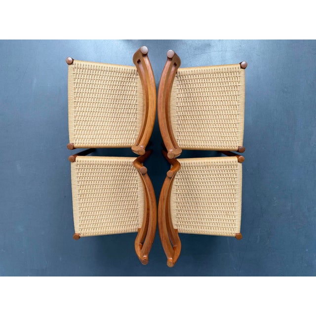 Model 84 Dining Chairs in Teak and Paper Cord by Niels Otto Møller for Jl Møllers, Denmark, 1970s, Set of 4 For Sale - Image 4 of 8