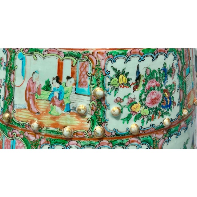 Antique Chinese Rose Medallion Porcelain Garden Seat, Circa 1850 For Sale - Image 9 of 11