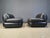 Black Leather Lounge Chairs by Sapporo for Mobil Girgi, 1970s, Set of 2 For Sale - Image 4 of 10