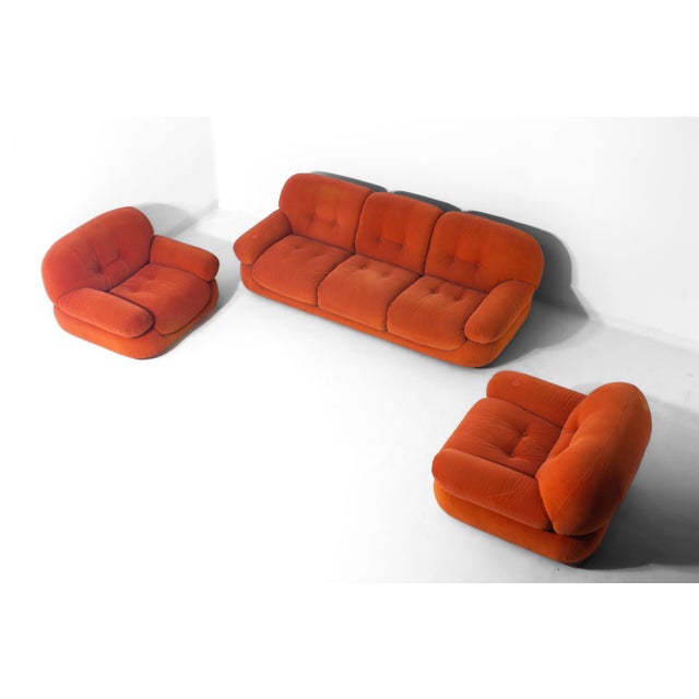 Mid-Century Modern Vintage Sapporo Three-Seater Sofa in Suede by Mobil Girgi, 1970s For Sale - Image 3 of 18