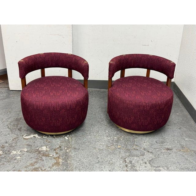 Design Plus Gallery presents a Pair of Club Swivel Chairs in a Rich Gem Tone from Village West Design. They both have a...