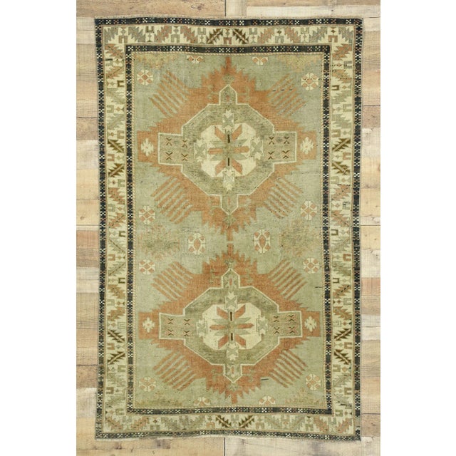 Gray Mid 20th Century Vintage Turkish Oushak Rug 03'11 X 06'02 For Sale - Image 8 of 10