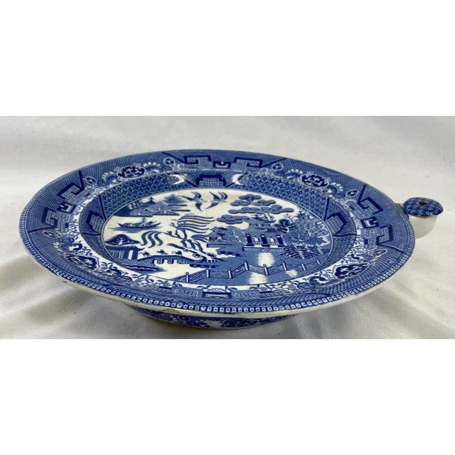Ceramic Antique John Meir & Sons Blue Willow Pattern Hot Water Warming Plate Made in England - Circa 19th Century For Sale - Image 7 of 12