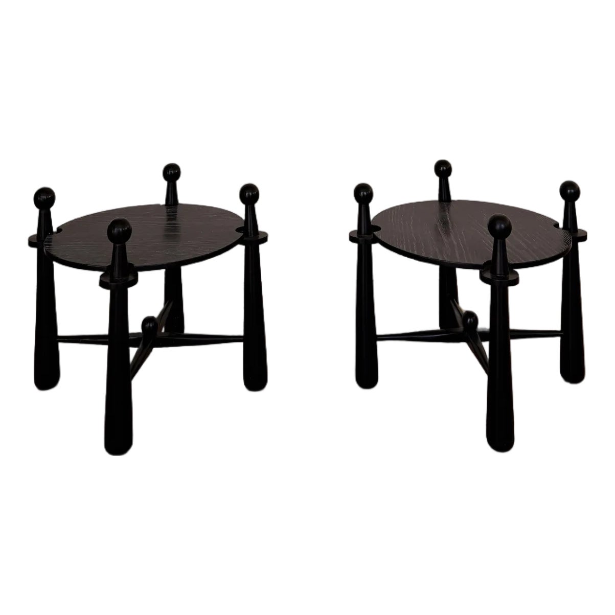 Late 20th Century Pair of Ebonized Cerused Oak Baseball Bat Style End ...