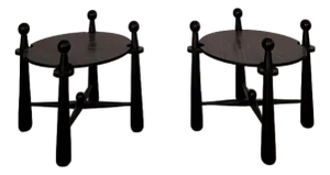 Late 20th Century Pair of Ebonized Cerused Oak Baseball Bat Style End Tables