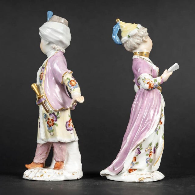 Antique Figurines from Meissen Porcelain, Set of 2 For Sale - Image 4 of 8