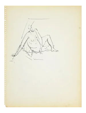 Herta Hausmann, Female Figure, Pencil Drawing, 1950s