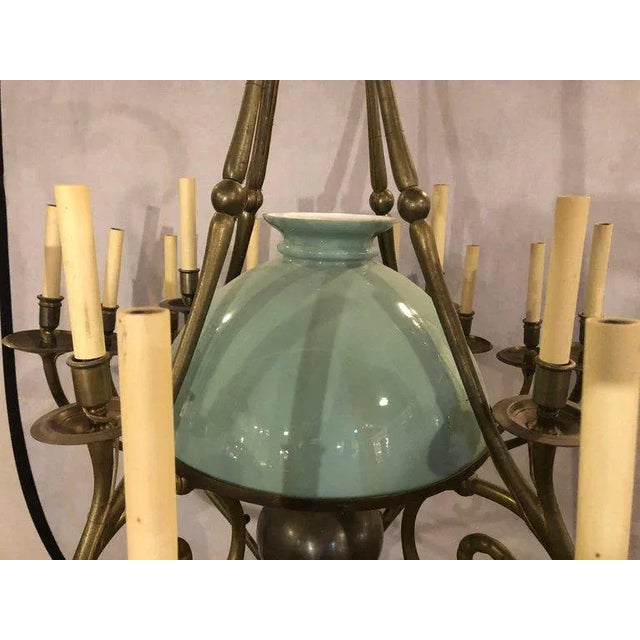 Metal Georgian Style Chandelier With a Globe Centre Matching Chain and Canopy For Sale - Image 7 of 13