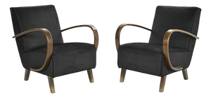 Set of Black Lounge Chairs by Jindrich Halabala