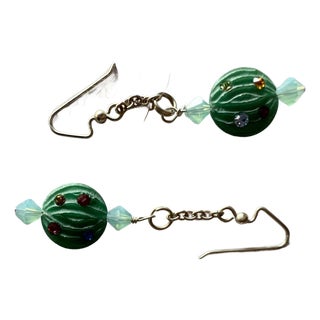 Unique Handmade Dangle Earrings Crafted With a Whimsical Wrapped Hard Candy Design, Finished With Sterling Silver Hook For Sale