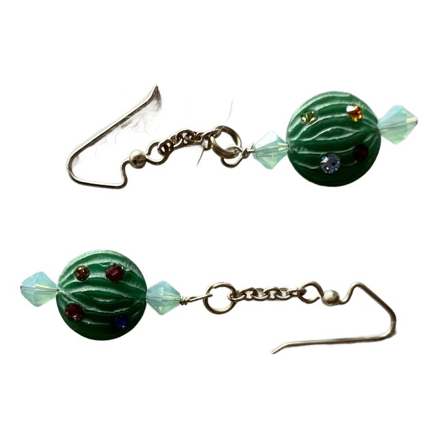 Unique Handmade Dangle Earrings Crafted With a Whimsical Wrapped Hard Candy Design, Finished With Sterling Silver Hook For Sale