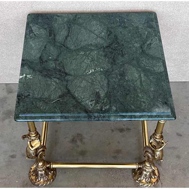 Italian Bronze Square Side Table With Green Marble Top, Circa 1845 For Sale - Image 4 of 9